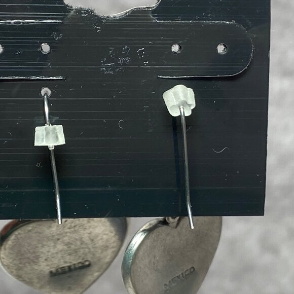 Heart Shaped Star Earrings With Texas Flag Design & Silver Tone Hooks - Picture 3 of 10